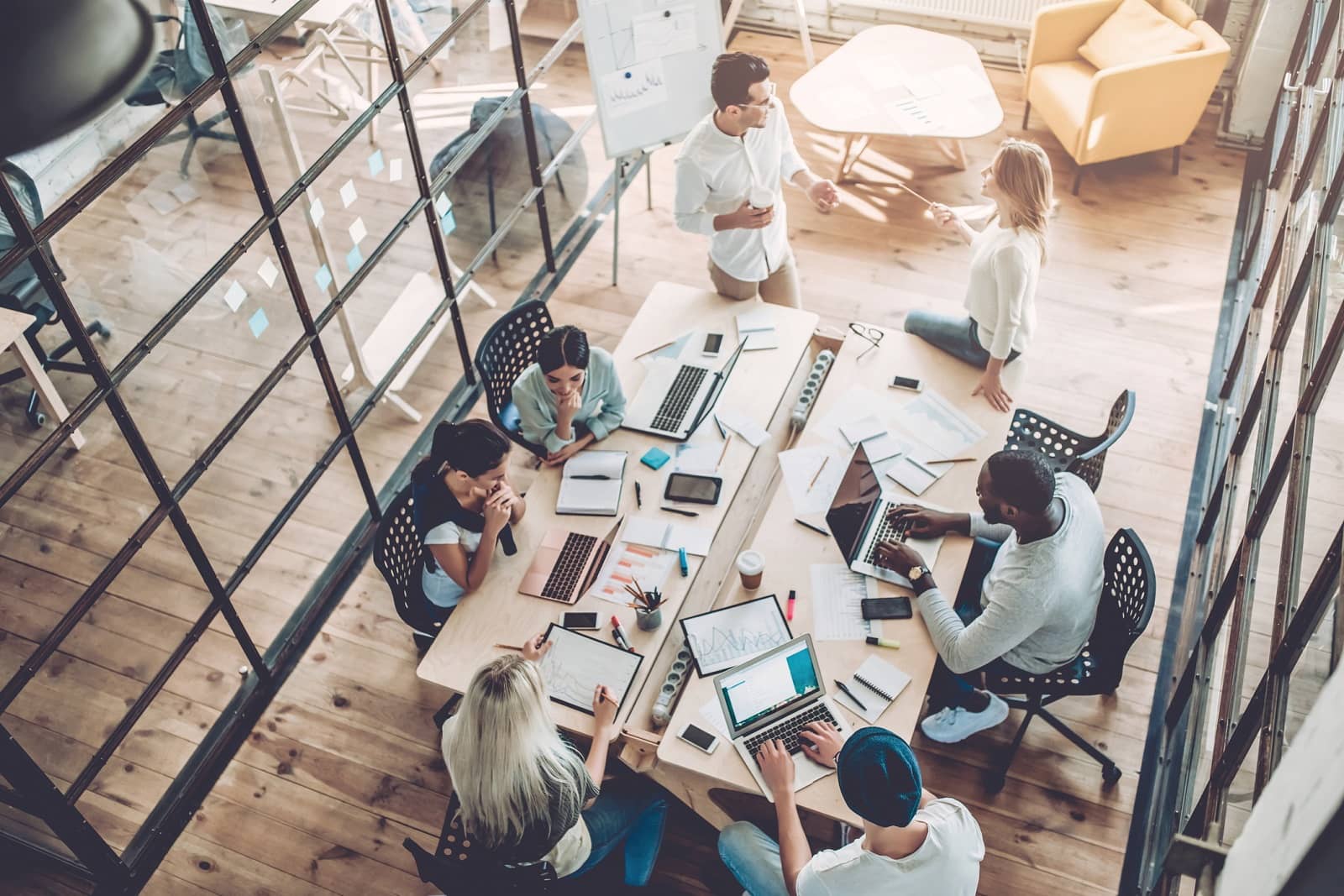 Young people working in a medoern office